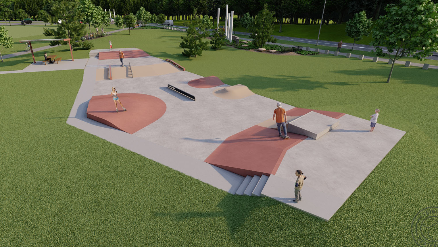 An image of Design option No.1 for a new skate park in Yarrabilba.