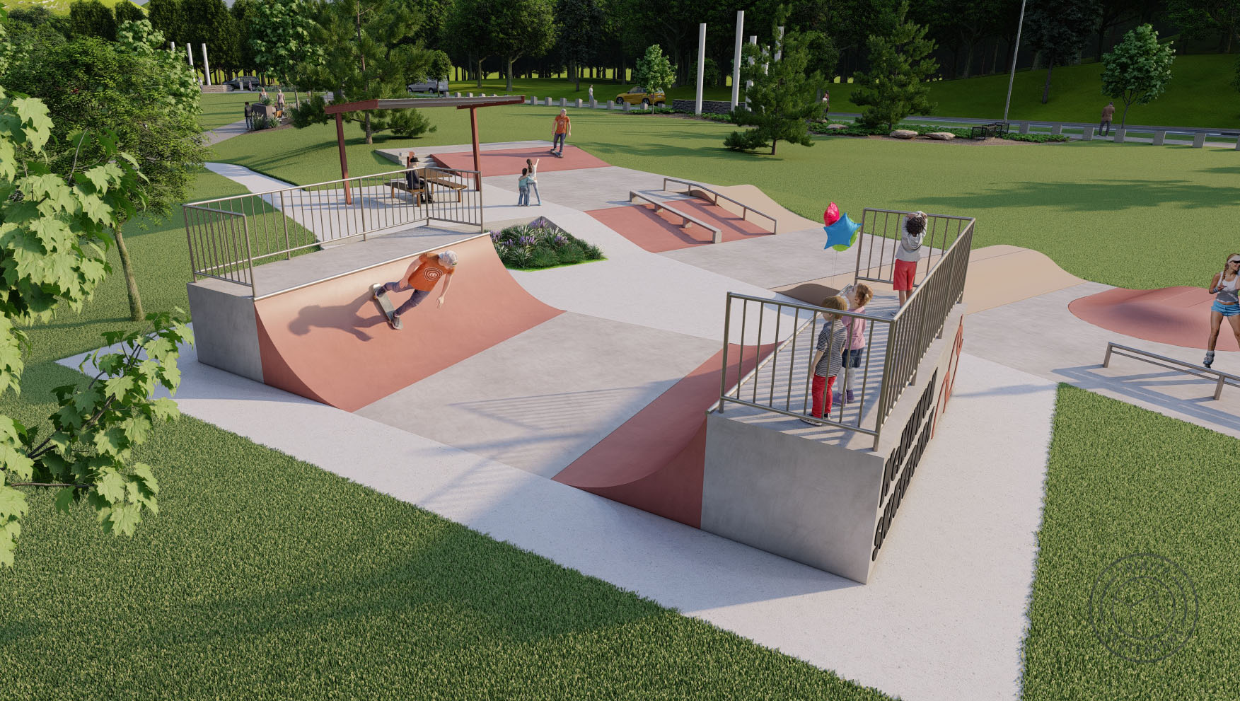 An image of Design option No.2 for a new skate park in Yarrabilba.