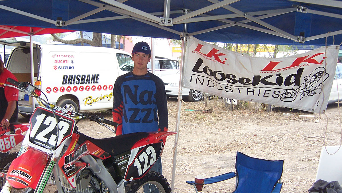 Jason Daniel as a motocross racer